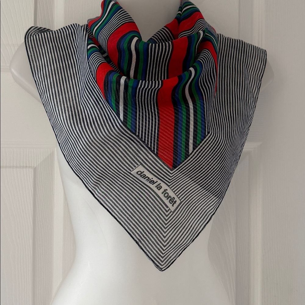 Daniel La Forêt Striped Scarf Cotton Hand rolled VTG